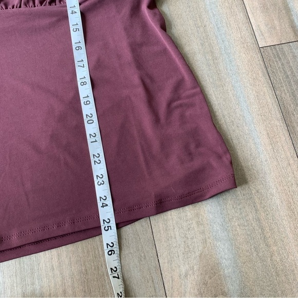 NWT Torrid studio knit quarter sleeve shirred top burgundy brown size 2X - Picture 5 of 8